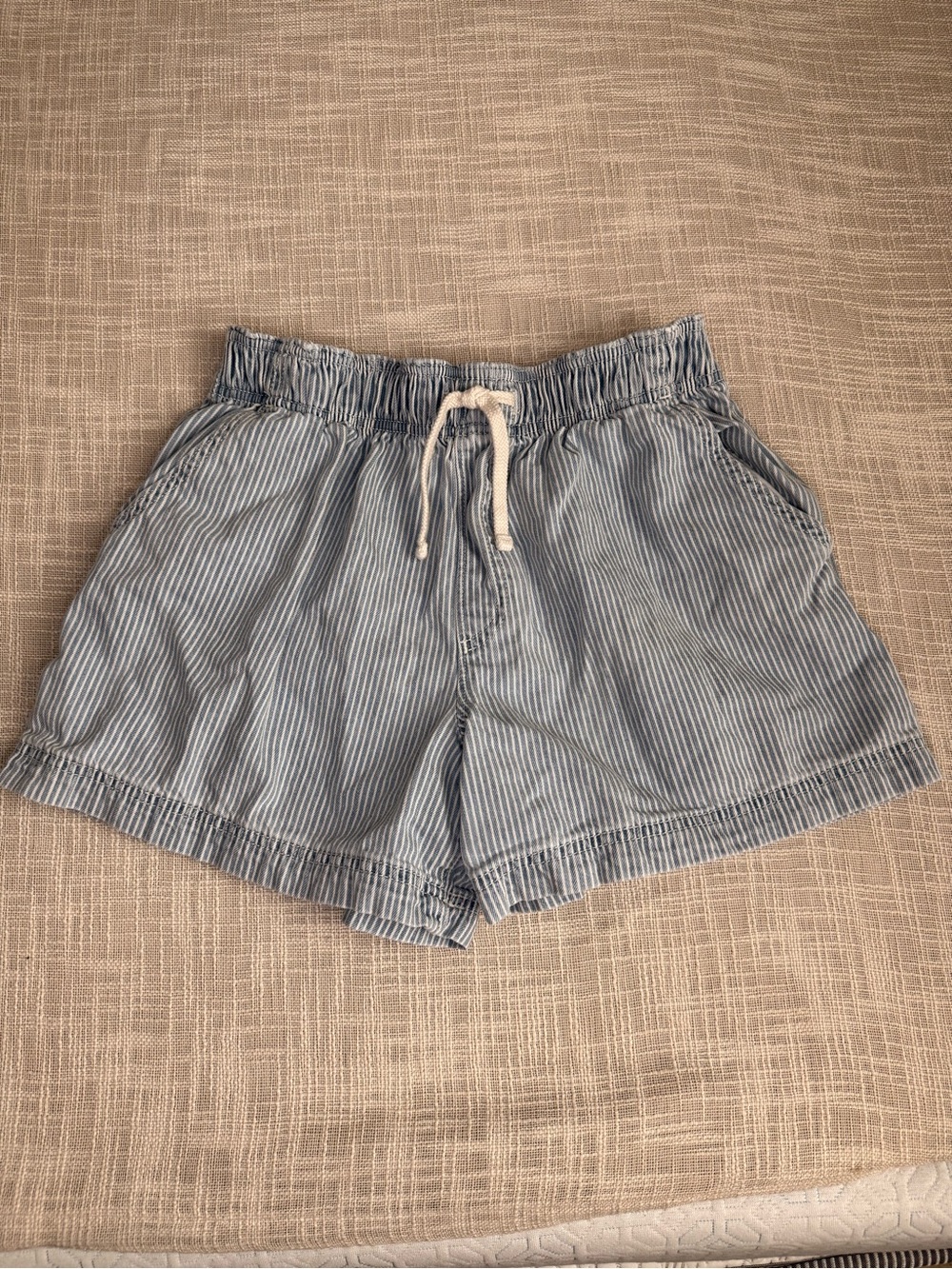 Old Navy Blue Stripe High Rise Pull On Cotton Shorts Kids XL 14-16
